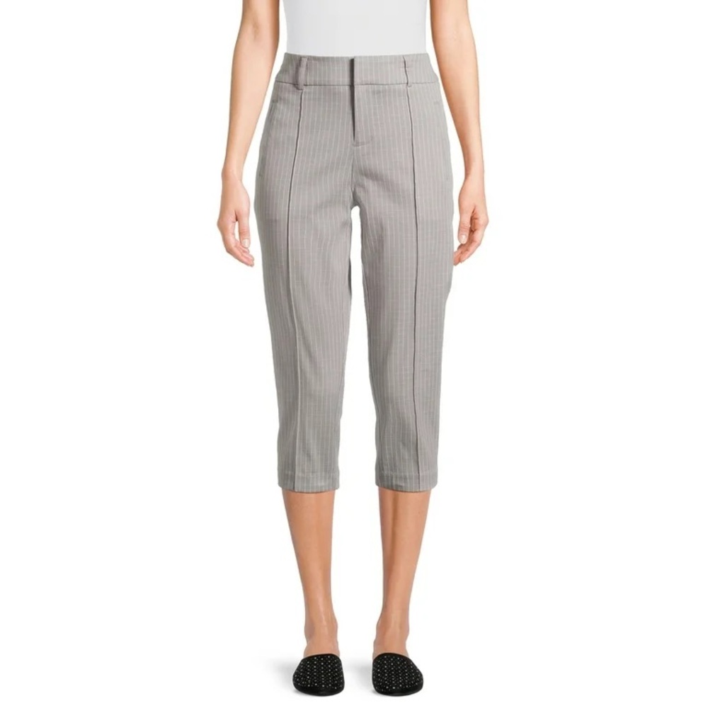 Time and Tru Women’s Mid Rise Stretch 21” Inseam Grey Check Capri Pants NWT - Picture 4 of 6